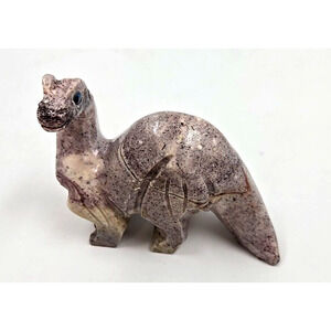 Hand Carved Stone Soapstone BRONTOSAURUS DINOSAUR Figurine 3" Long 2" Tall